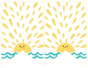 Here comes the sun Graphics Banner (yellow) - www.printerfairy.com: Here Comes The Sun Baby Shower Banner (yellow) - www.printerfairy.com