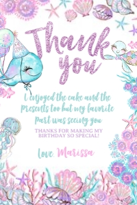 Under The Sea_Thank You Card (glitter-purple-white) - www.printerfairy.com design preview