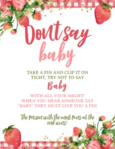 Strawberry Baby Shower Activities Pack Sign1 (red) - www.printerfairy.com: Strawberry Baby Shower Activities Pack (red) - www.printerfairy.com