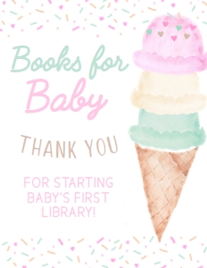 Ice Cream Baby Shower Girl Books for Baby (pastels) - www.printerfairy.com design preview