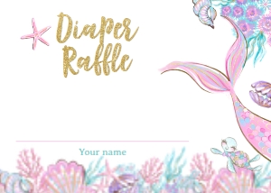 Mermaid Baby Shower_Diaper Raffle Inserto (glitter,3.5x2.5) - www.printerfairy.com: Mermaid Baby Shower Diaper Raffle (glitter) - www.printerfairy.com