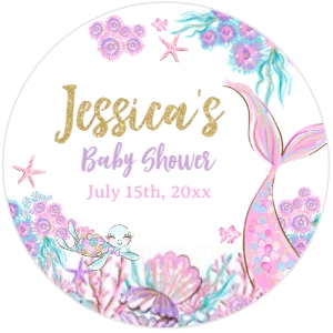 Mermaid Baby Shower_Topper (glitter,2x2) - www.printerfairy.com: Mermaid Baby Shower Topper (glitter) - www.printerfairy.com