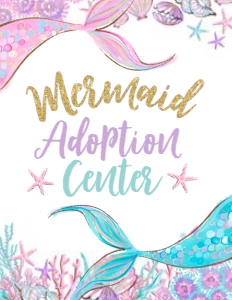 Mermaid Baby Shower_Adoption Sign (glitter,8.5x11) - www.printerfairy.com: Mermaid Baby ShowerAdoption (glitter) - www.printerfairy.com