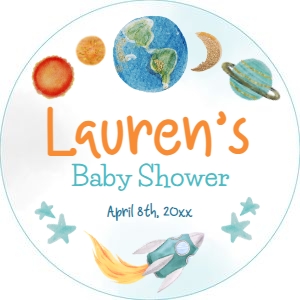 Space Baby Shower Topper (blue, orange) - www.printerfairy.com design preview