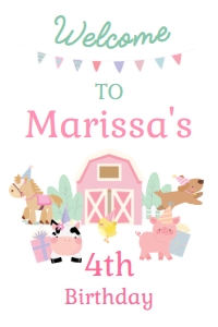 Farm Welcome Sign 24x36 (white, pink) - www.printerfairy.com: Farm Welcome Sign (white, pink) - www.printerfairy.com