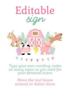 Farm Editable Sign 8.5x11 (pink) - www.printerfairy.com: Farm Editable Sign (pink) - www.printerfairy.com