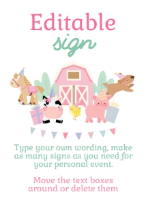 Farm Editable Sign 5x7 (pink) - www.printerfairy.com: Farm Editable Sign (pink) - www.printerfairy.com
