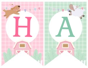 Farm Banner Birthday (white, pink) - www.printerfairy.com: Farm Birthday Banner (white, pink) - www.printerfairy.com