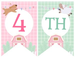 Farm Banner Age (white, pink) - www.printerfairy.com: Farm Birthday Banner (white, pink) - www.printerfairy.com