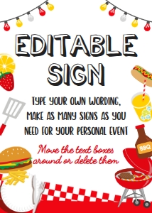 Backyard BBQ_Editable Sign (Red, 5x7) - www.printerfairy.com: Backyard BBQ Editable Sign (Red) - www.printerfairy.com