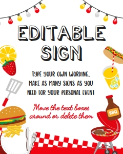 Backyard BBQ_Editable Sign (Red, 16x20) - www.printerfairy.com: Backyard BBQ Editable Sign (Red) - www.printerfairy.com