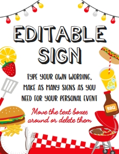 Backyard BBQ_Editable Sign (Red, 8.5x11) - www.printerfairy.com: Backyard BBQ Editable Sign (Red) - www.printerfairy.com