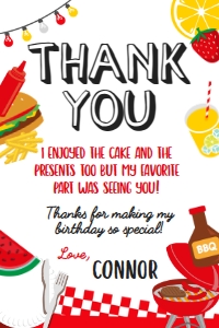 Backyard BBQ Thank you card (4x6) - www.printerfairy.com: Backyard BBQ Thank you card - www.printerfairy.com