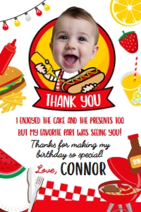 Backyard BBQ Thank you card place your face (4x6) - www.printerfairy.com: Backyard BBQ Thank You Card (Place Your Face) - www.printerfairy.com