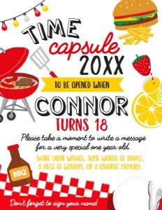 Backyard BBQ Time capsule sign (8.5x11) - www.printerfairy.com: Backyard BBQ Time capsule - www.printerfairy.com
