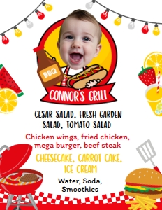 Backyard BBQ Menu Place Your Face (8.5x11) - www.printerfairy.com: Backyard BBQ Menu (Place Your Face)  - www.printerfairy.com