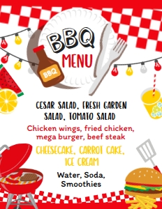 Backyard BBQ Menu (8.5x11) - www.printerfairy.com: Backyard BBQ Menu - www.printerfairy.com