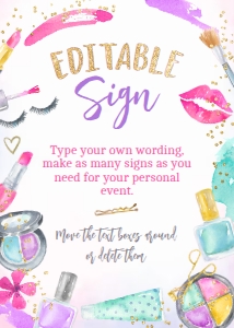 Spa Editable Sign (pink, purple) - www.printerfairy.com design preview
