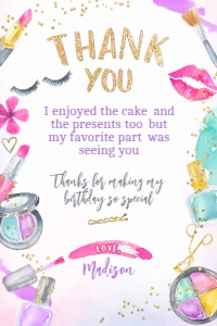 Spa Thank You Card (pink, purple) - www.printerfairy.com design preview