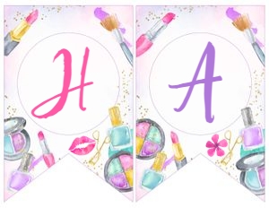 Spa Banner Birthday (pink, purple) - www.printerfairy.com design preview