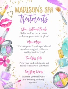 Spa Treatments Menu (pink, purple) - www.printerfairy.com design preview