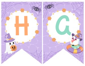 Pool Party Halloween Banner Birthday (purple, orange) - www.printerfairy.com: Halloween Pool Party Birthday Banner (purple, orange) - www.printerfairy.com