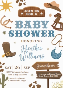 Cowboy Baby Shower Invitation 2 (5x7) - www.printerfairy.com design preview