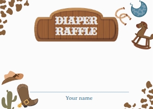 Cowboy Baby Shower Diaper Raffle Inserto (3.5x2.5) - www.printerfairy.com design preview