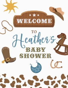 Cowboy Baby Shower Welcome Sign (8.5x11) - www.printerfairy.com design preview