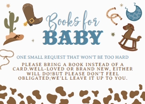 Cowboy Baby Shower Books for Baby Inserto (3.5x2.5) - www.printerfairy.com design preview