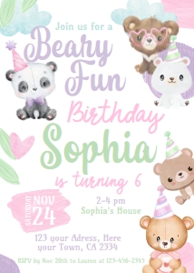 Bear Adoption Invitation - www.printerfairy.com design preview