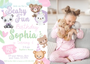 Bear Adoption Invitation with Photo - www.printerfairy.com design preview