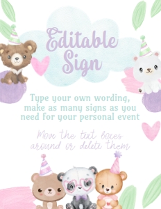 Bear Adoption Editable Sign - www.printerfairy.com design preview