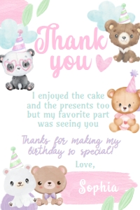 Bear Adoption Thank You Card - www.printerfairy.com design preview