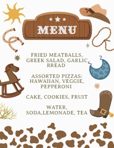 Cowboy Baby Shower Menu (8.5x11) - www.printerfairy.com design preview