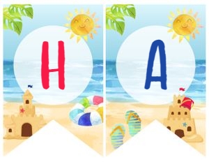 Sand Party Banner Birthday (red, blue) - www.printerfairy.com design preview