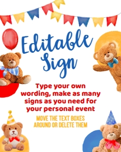 Bear Editable Sign - www.printerfairy.com design preview