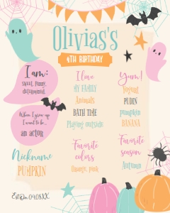 Halloween Ghoulish Gala Palooza Board (pink, orange, mint) - www.printerfairy.com design preview