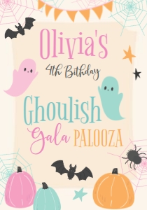 Halloween Ghoulish Gala Palooza Drink Pouch (pink, orange, mint) - www.printerfairy.com design preview