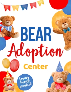 Plushie Bear Adoption Sign (8.5x11) - www.printerfairy.com: Bear Adoption Set - www.printerfairy.com
