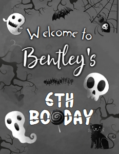 Black & White Halloween Welcome Sign (black, white) - www.printerfairy.com design preview