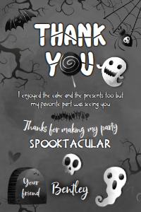 Black & White Halloween Thank You Card (black, white) - www.printerfairy.com design preview