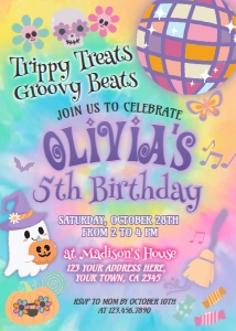 Groovy Happy Birthday Invitation - www.printerfairy.com design preview