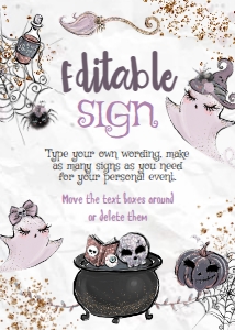 Baby Boo Baby Shower Editable Sign (purple, gray) - www.printerfairy.com design preview