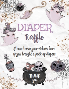 Baby Boo Baby Shower Diaper Raffle (purple, gray) - www.printerfairy.com design preview