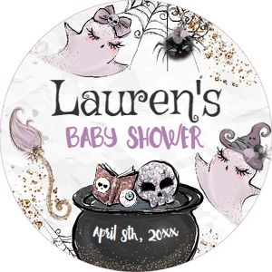 Baby Boo Baby Shower Topper (purple, gray) - www.printerfairy.com design preview