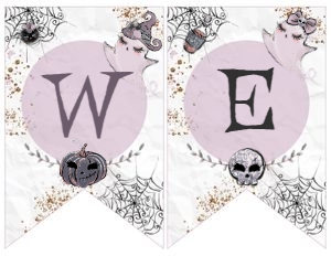 Baby Boo Baby Shower Banner (purple, gray) - www.printerfairy.com design preview