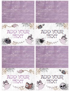 Baby Boo Baby Shower Food Tents (purple, gray) - www.printerfairy.com design preview