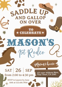Rodeo First Birthday Invitation - www.printerfairy.com design preview