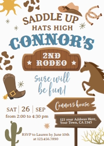 Rodeo Second Birthday Invitation - www.printerfairy.com design preview